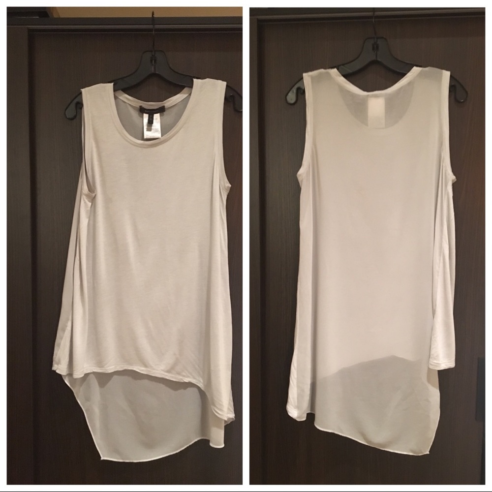 BCBGMAXAZRIA sheer high low tank.